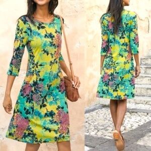 Peruvian Connection Zephirine Pima Cotton Jersey Floral T-Shirt Dress Medium NWT